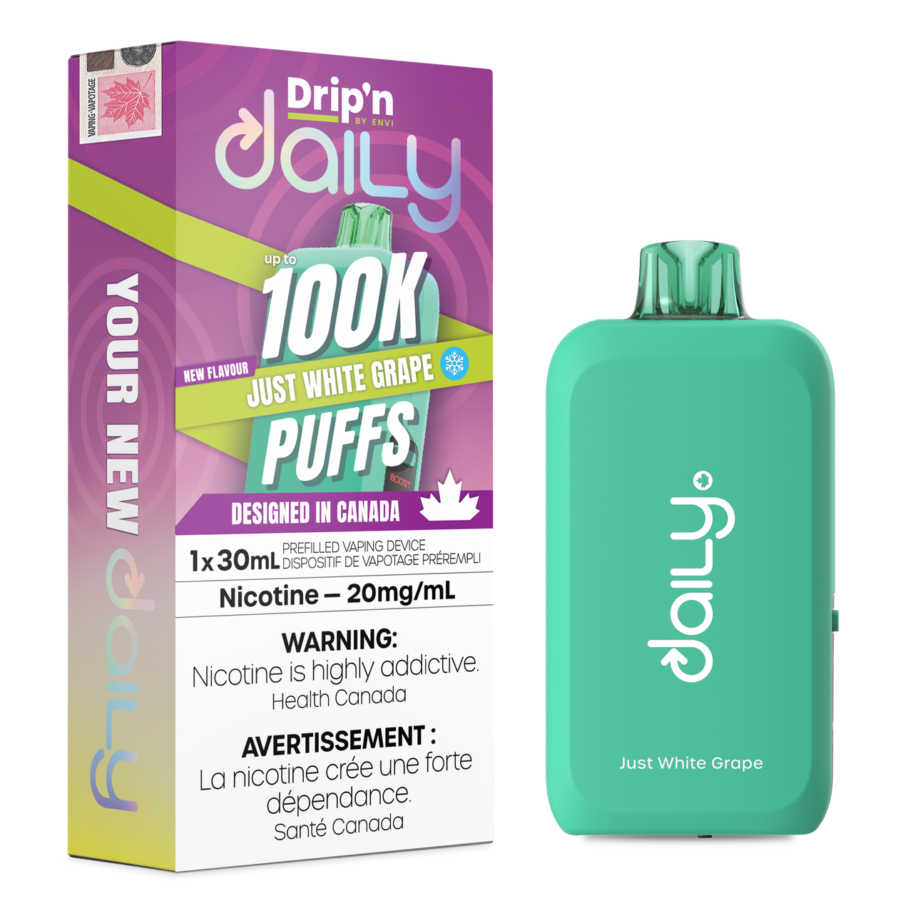 Drip'n Daily 100K Just White Grape Vape product image at All Star Vape