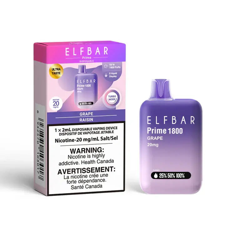 ELF Bar Prime 1800 Grape Disposable Vape product image at All Star Vape