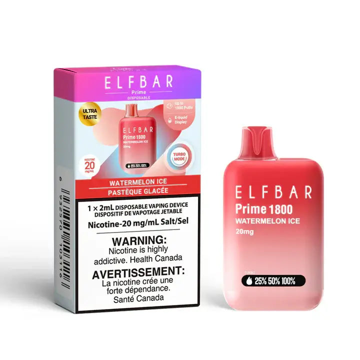 ELF Bar Prime 1800 Watermelon Ice Disposable Vape product image at All Star Vape