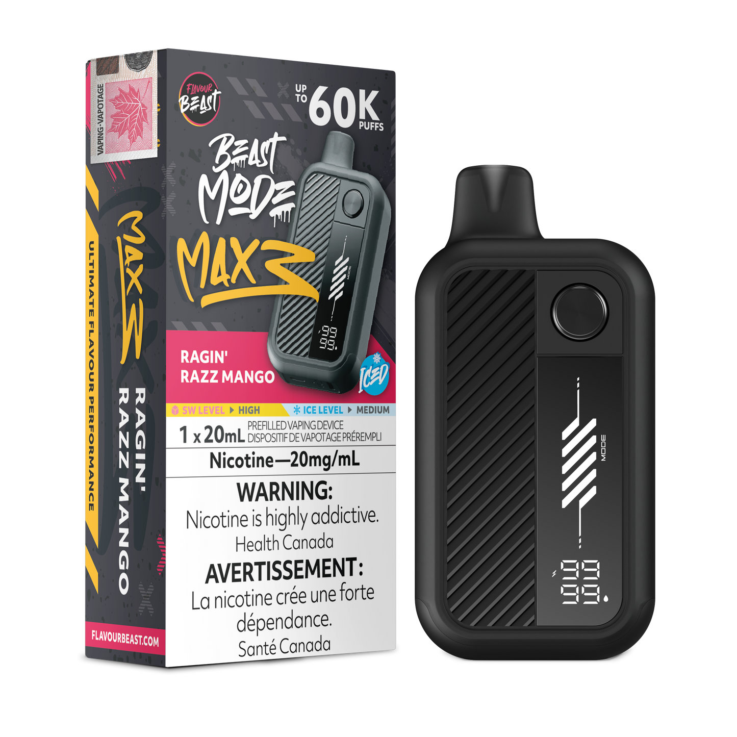 Flavour Beast Beast Mode Max 3 Ragin' Razz Mango Iced Vape product image at All Star Vape