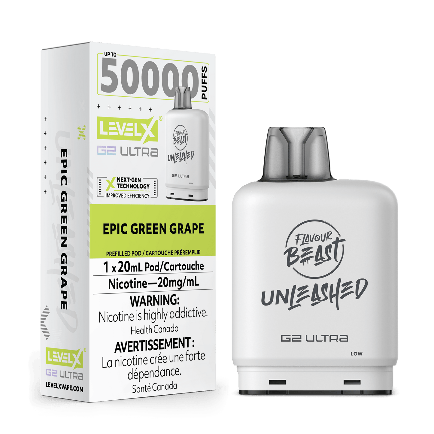 Level X Unleashed G2 Ultra Epic Green Grape Closed Pod product image at All Star Vape