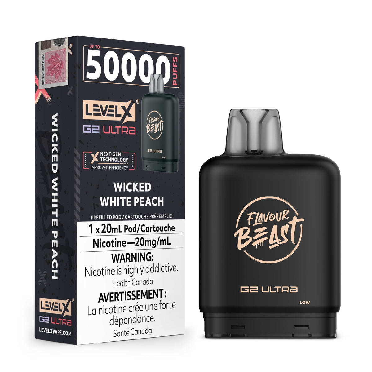 Level X Flavour Beast G2 Ultra Wicked White Peach Closed Pod product image at All Star Vape