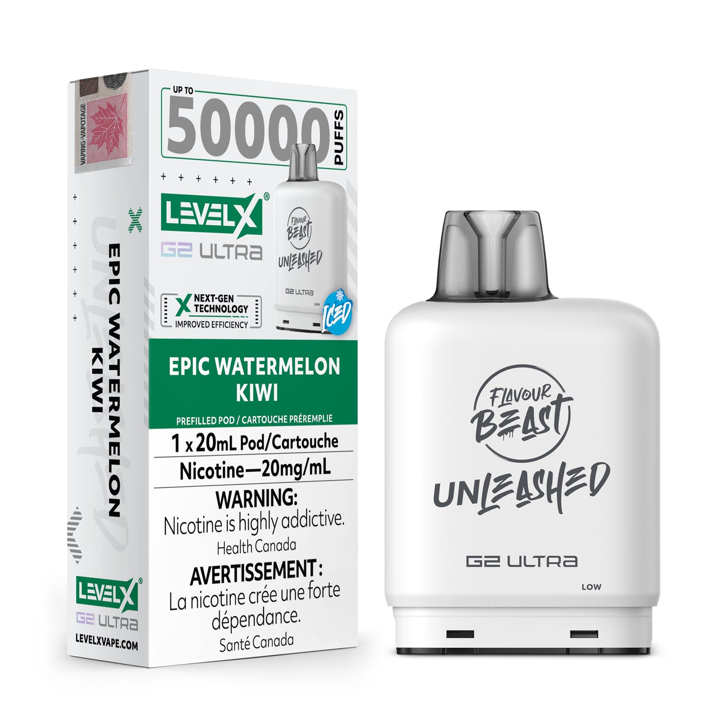 Level X Unleashed G2 Ultra Epic Watermelon Kiwi Closed Pod product image at All Star Vape