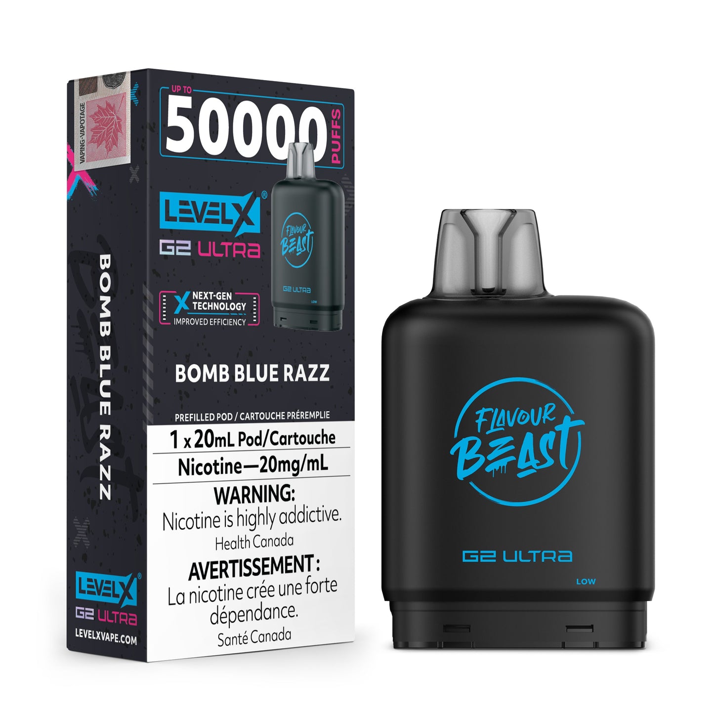 Level X Flavour Beast G2 Ultra Bomb Blue Razz Closed Pod product image at All Star Vape