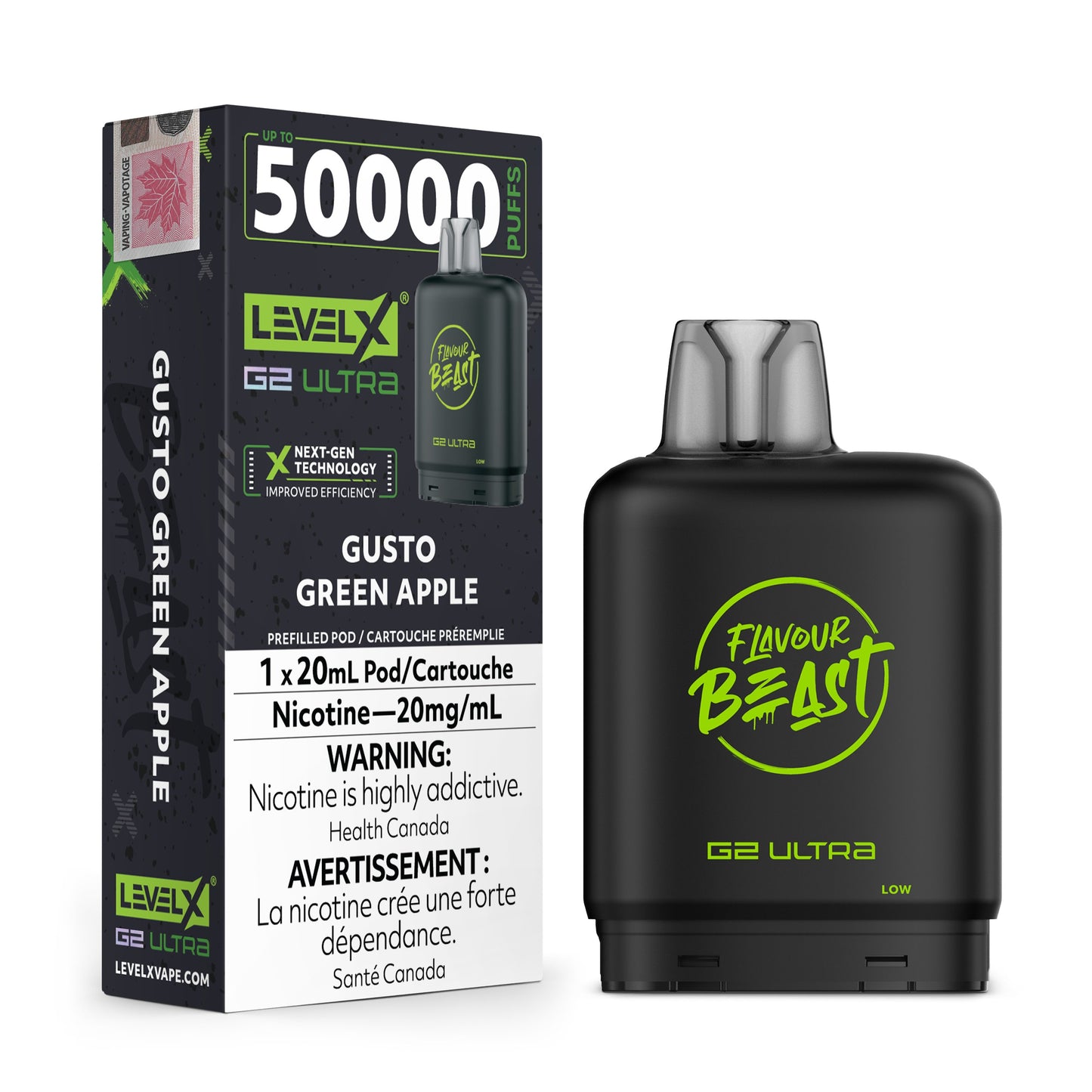 Level X Flavour Beast G2 Ultra Gusto Green Apple Closed Pod product image at All Star Vape