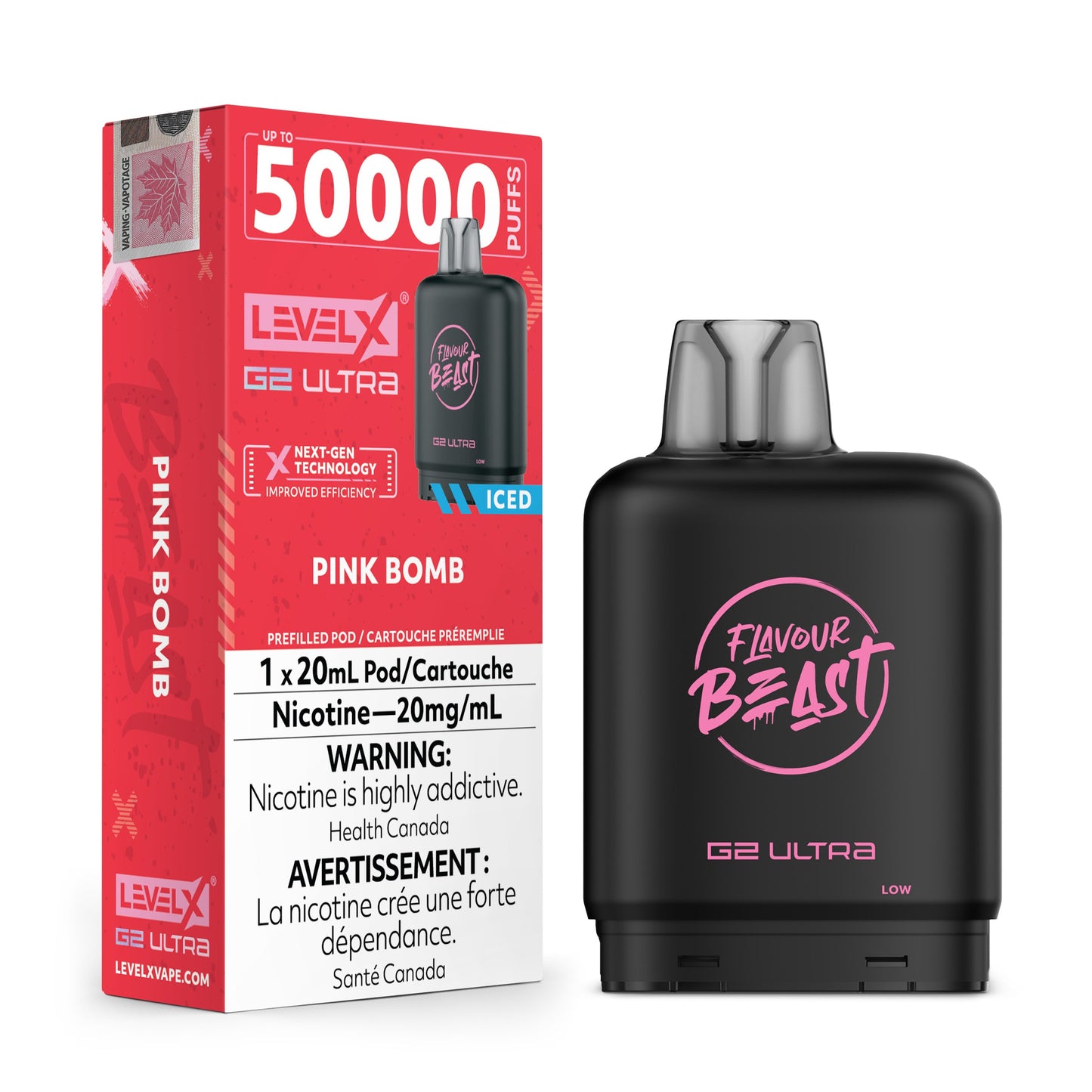 Level X Flavour Beast G2 Ultra Pink Bomb Closed Pod product image at All Star Vape