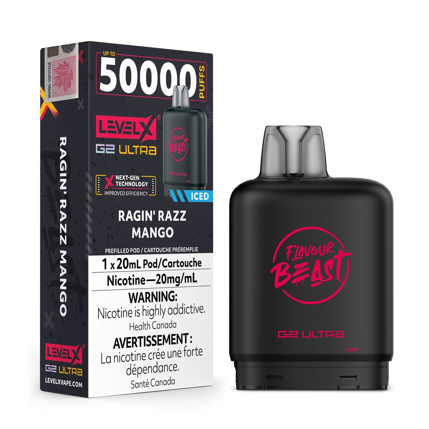 Level X Flavour Beast G2 Ultra Ragin' Razz Mango Closed Pod product image at All Star Vape