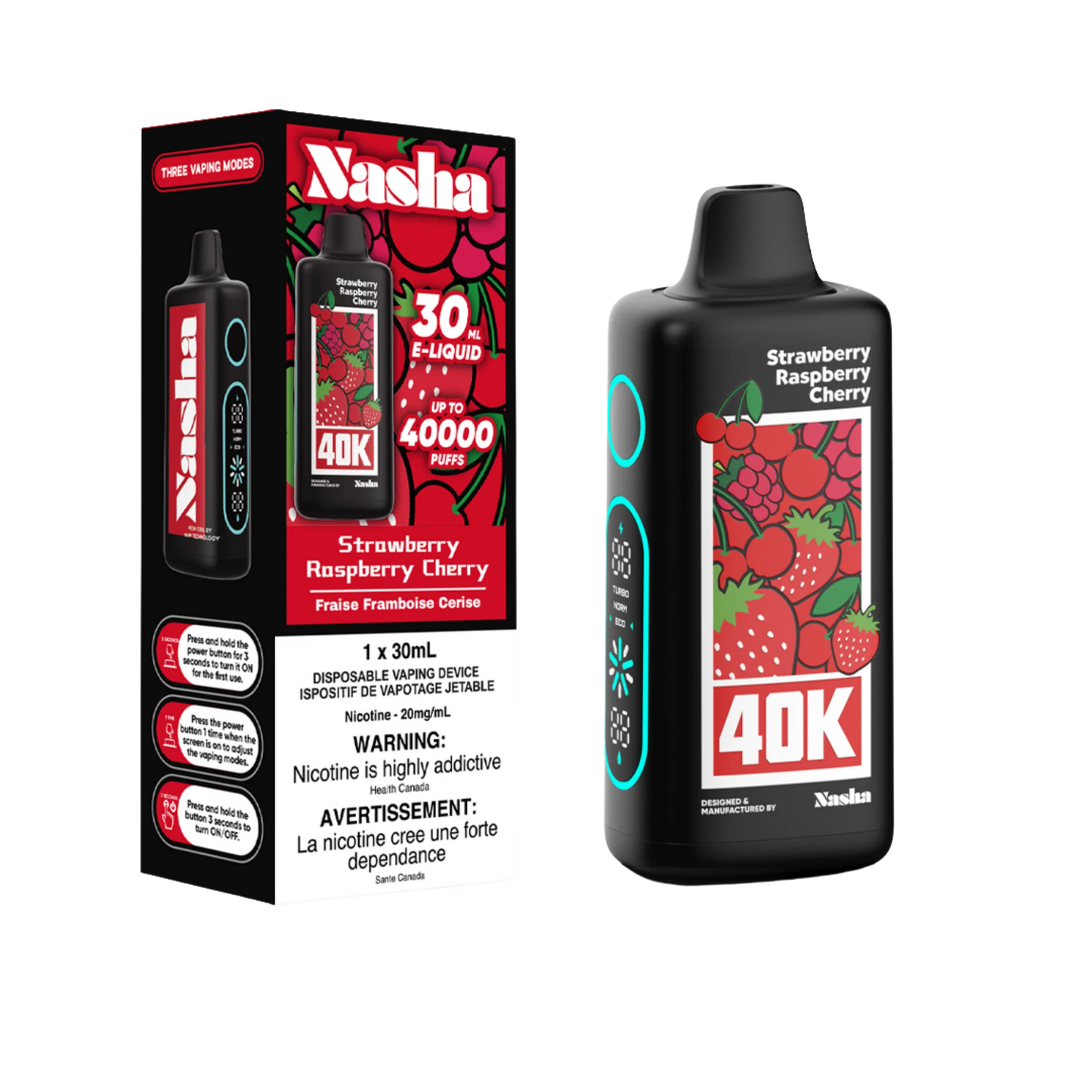 Nasha 40K -Strawberry Raspberry Cherry Disposable Vape product image at All Star Vape