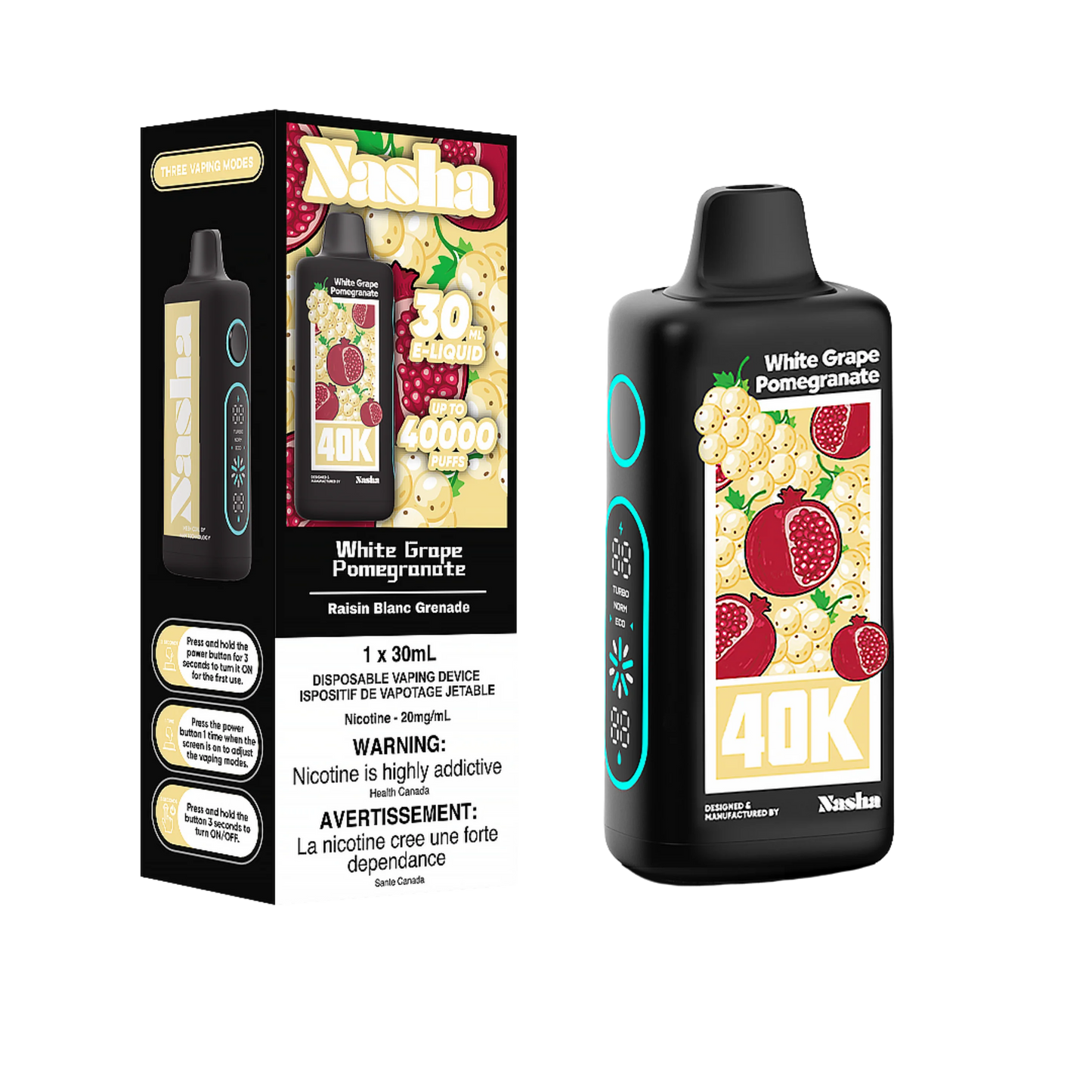 Nasha 40K - White Grape Pomegranate Disposable Vape product image at All Star Vape