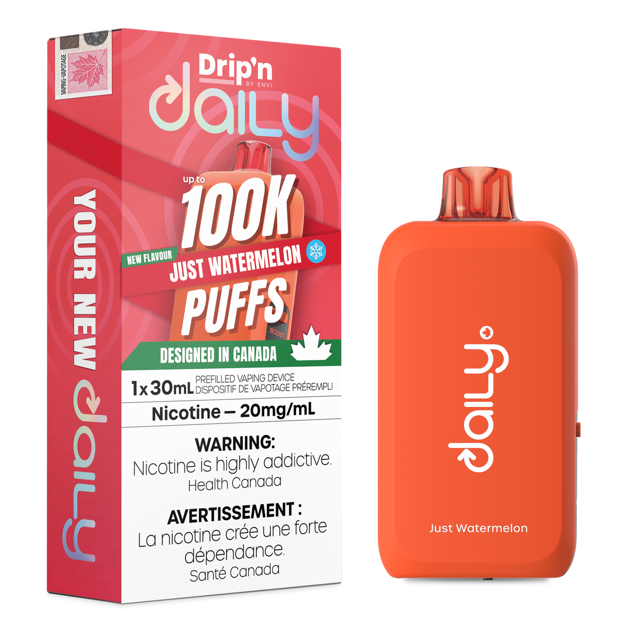 Drip'n Daily 100K Just Watermelon Vape product image at All Star Vape