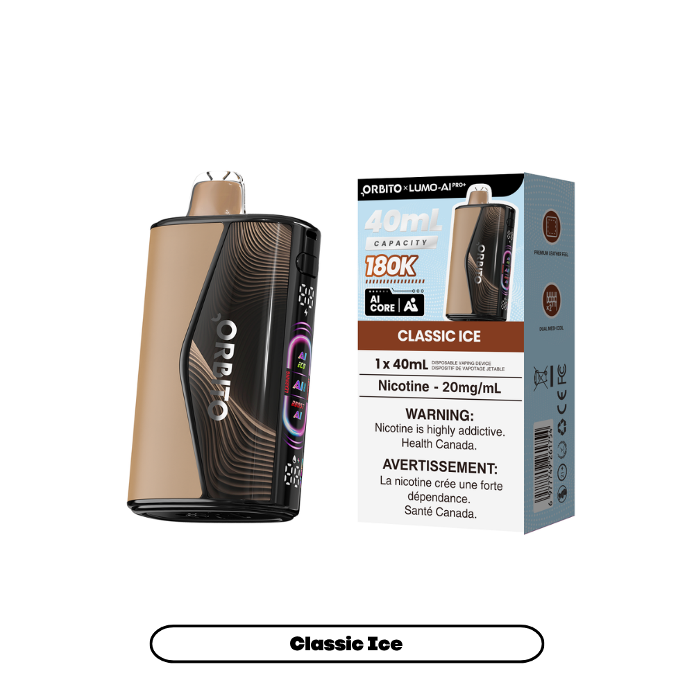 Orbito 180K - Classic Ice disposable vape retail box and device