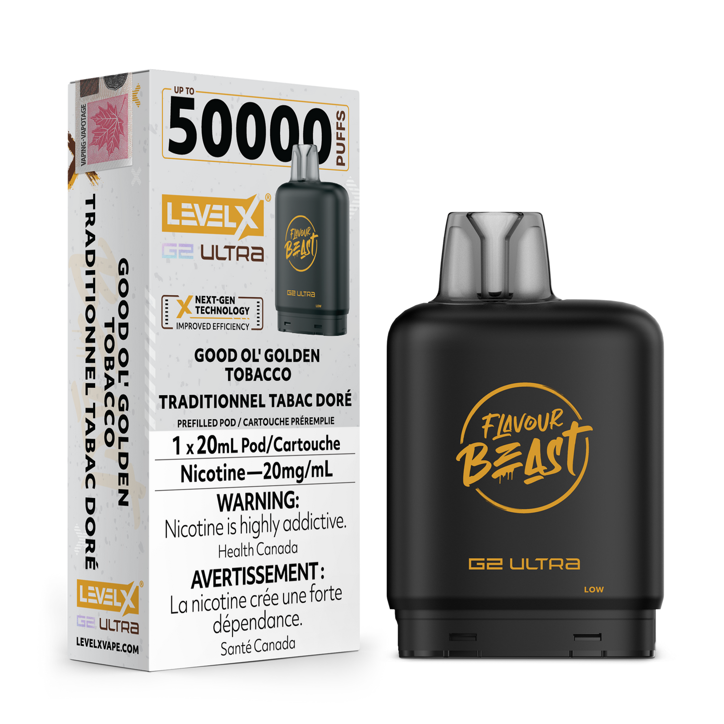 Level X Flavour Beast G2 Ultrax12M Good Ol' Golden Tobacco Closed Pod product image at All Star Vape