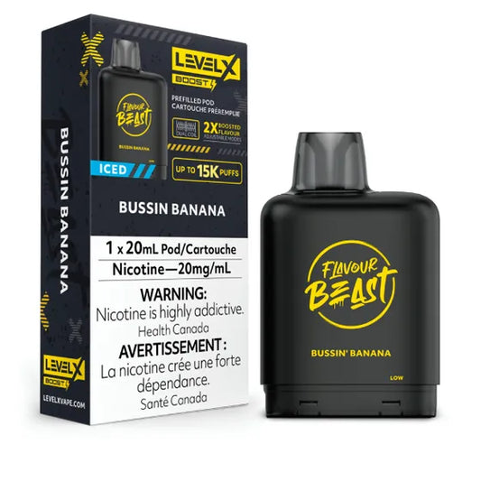 Level X Flavour Beast Boost Pod 20mL - Bussin Banana Iced