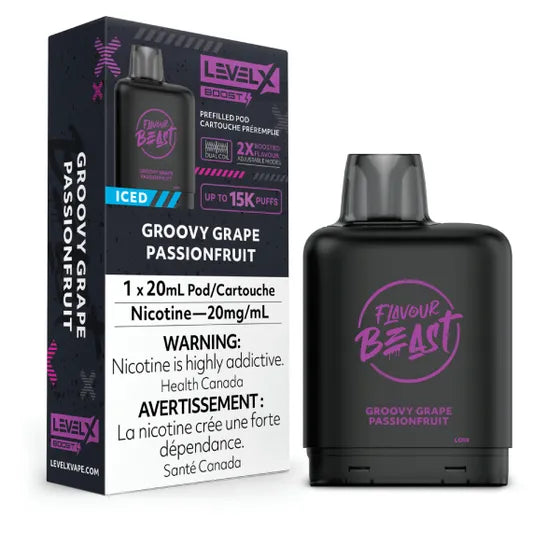 Level X Flavour Beast Boost Pod 20mL - Groovy Grape Passionfruit Iced