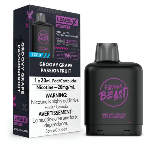 Level X Flavour Beast Boost Pod 20mL - Groovy Grape Passionfruit Iced