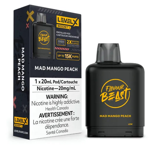 Level X Flavour Beast Boost Pod 20mL - Mad Mango Peach