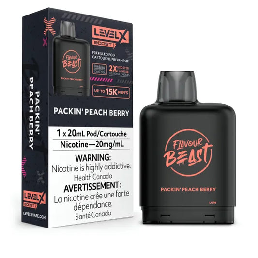 Level X Flavour Beast Boost Pod 20mL - Packin' Peach Berry