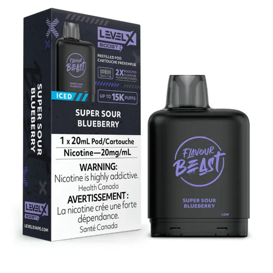 Level X Flavour Beast Boost Pod 20mL - Super Sour Blueberry Iced