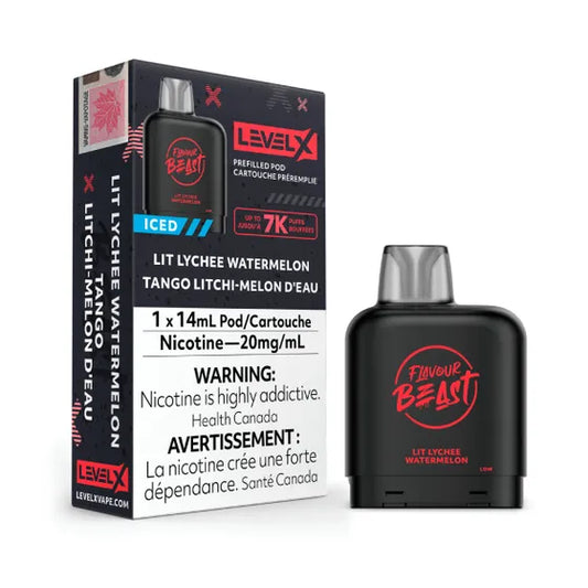 Level X Flavour Beast Pod Lit Lychee Watermelon Iced