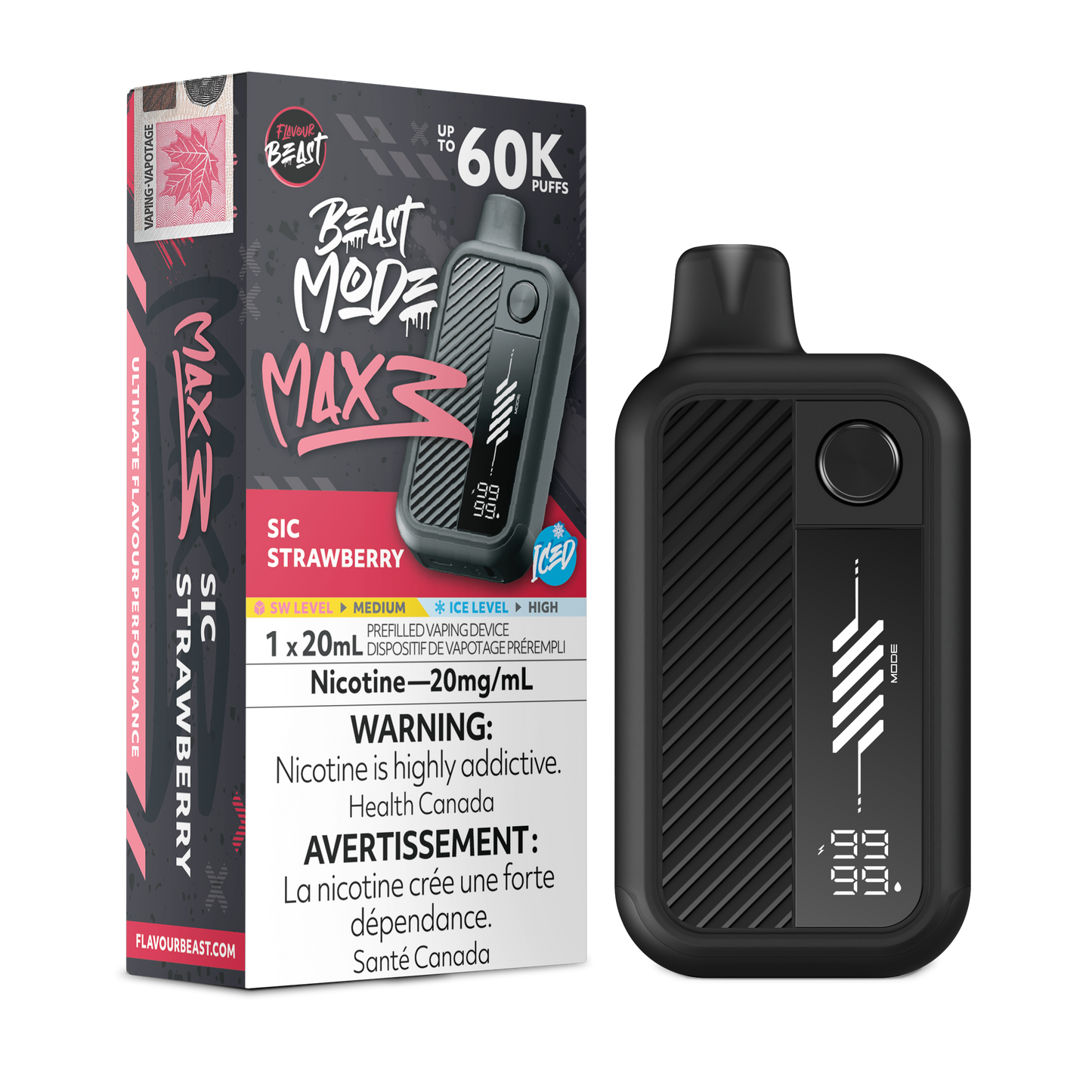 Flavour Beast Beast Mode Max 3 Sic Strawberry Iced Vape product image at All Star Vape