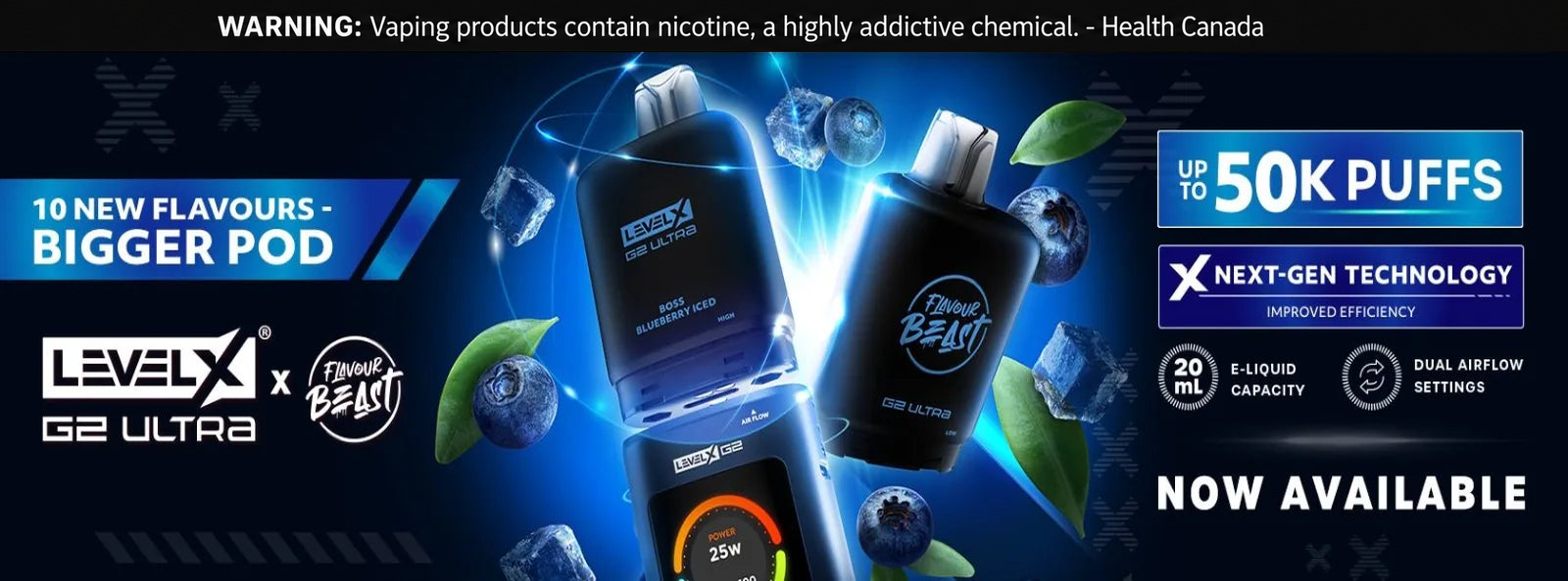 Level X Flavour Beast G2 Ultra 50K puffs new flavours banner at AllStar Vape