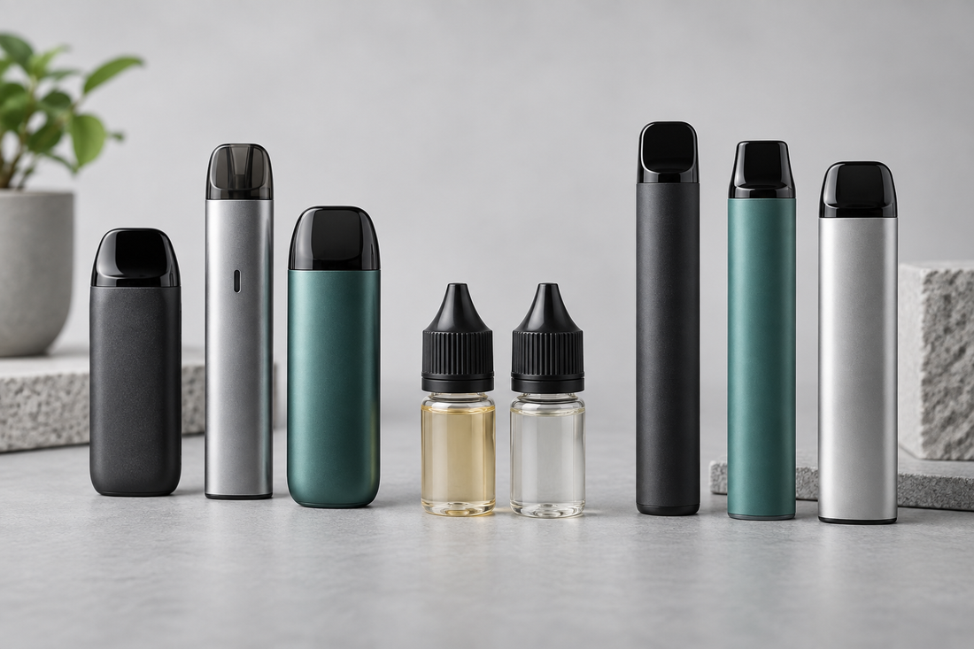 Unbranded vape devices, pods and e-liquid bottles for an adult comparison guide