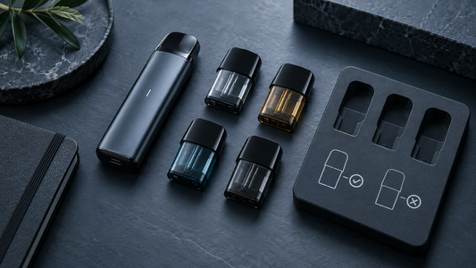 Unbranded closed pods and compatible pod device for an adult compatibility guide
