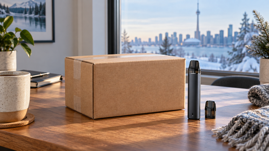 Unbranded adult retail parcel, pod device and replacement pod for an online shopping guide