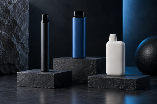 Three unbranded disposable vape formats for an adult comparison checklist