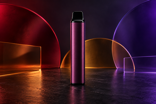 Unbranded disposable vape format in an abstract adult flavour-profile setting