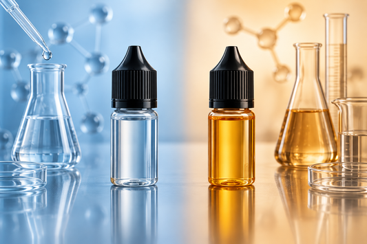 Unbranded e-liquid bottles for an adult research comparison guide