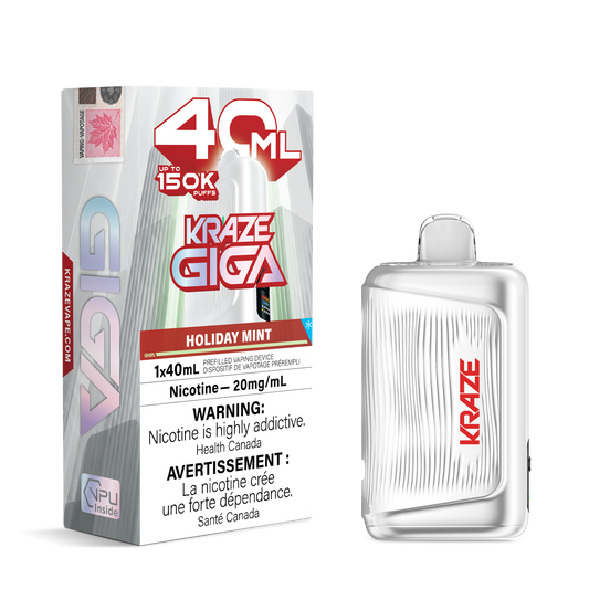 Kraze Giga 150k - Holiday Mint 40mL disposable vape product image at AllStar Vape Canada