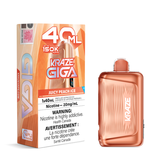 Kraze Giga 150k - Juicy Peach Ice 40mL disposable vape product image at AllStar Vape Canada