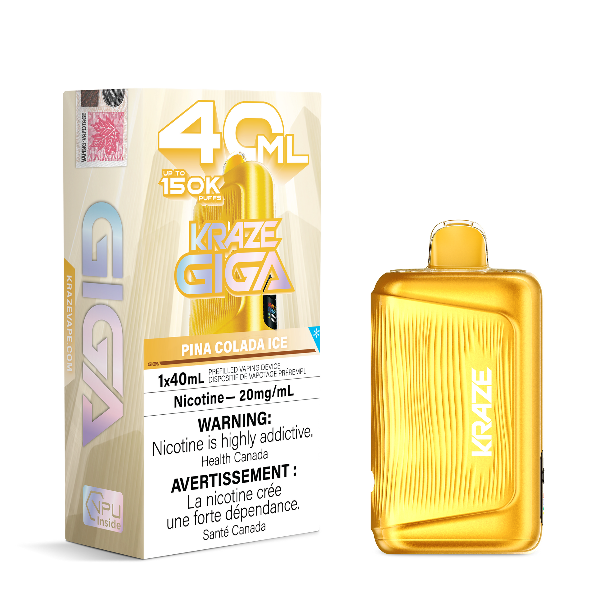Kraze Giga 150k - Pina Colada Ice 40mL disposable vape product image at AllStar Vape Canada