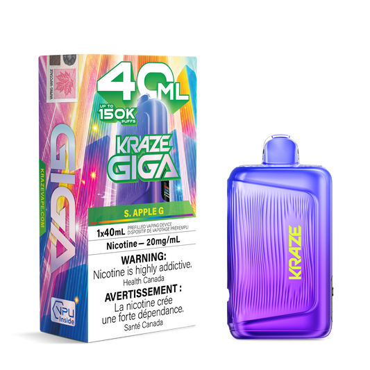 Kraze Giga 150k - S Apple G 40mL disposable vape product image at AllStar Vape Canada