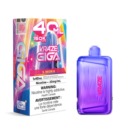 Kraze Giga 150k - S Neon G 40mL disposable vape product image at AllStar Vape Canada