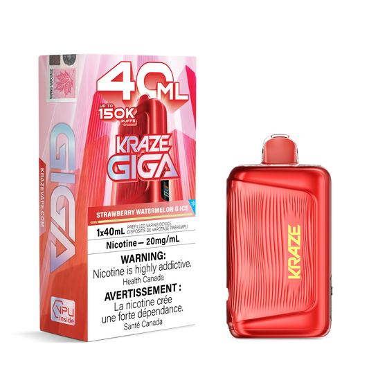 Kraze Giga 150k - Strawberry Watermelon G Ice 40mL disposable vape product image at AllStar Vape Canada