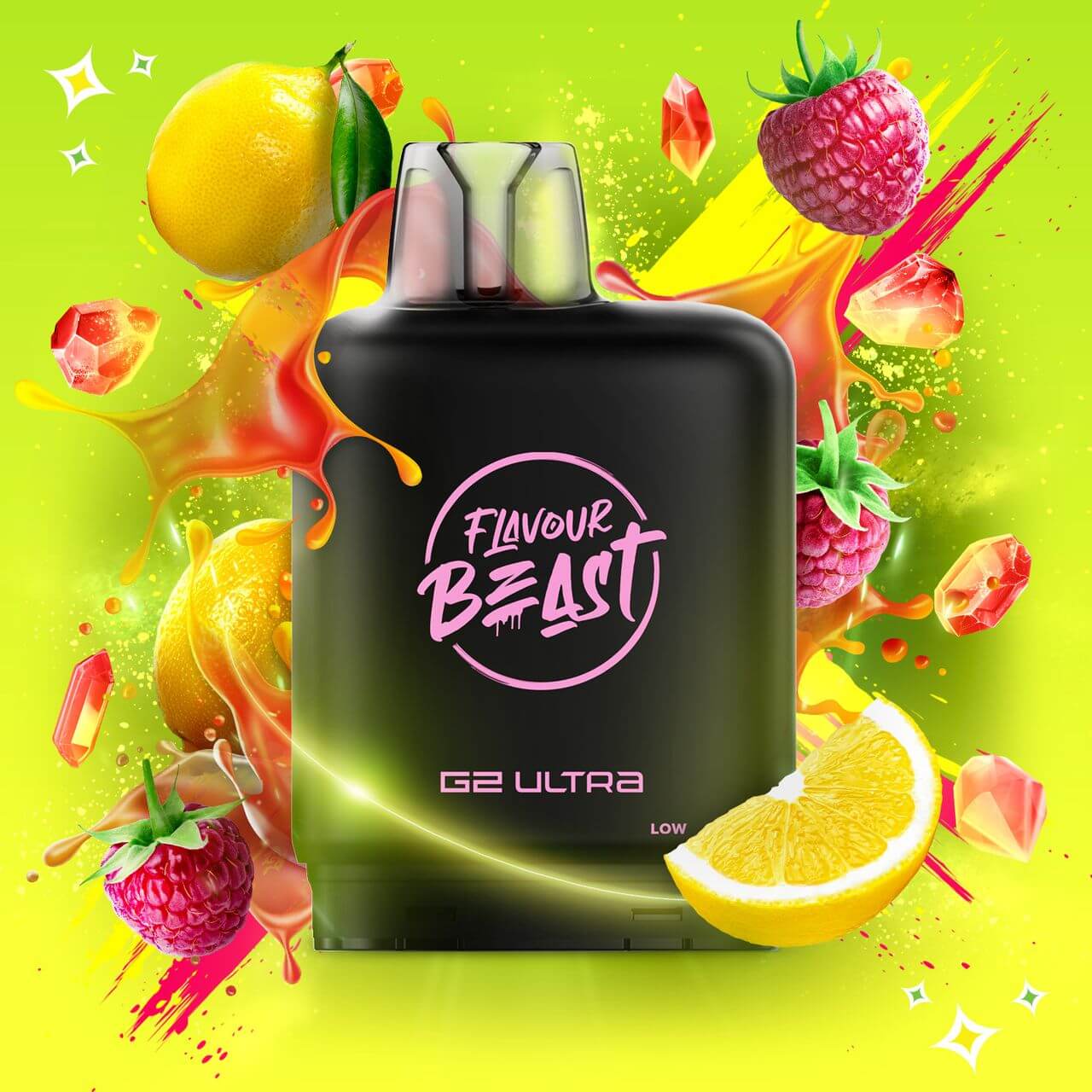 level x flavour beast g2 ultra gushin s. raspberry lemon closed pod canada