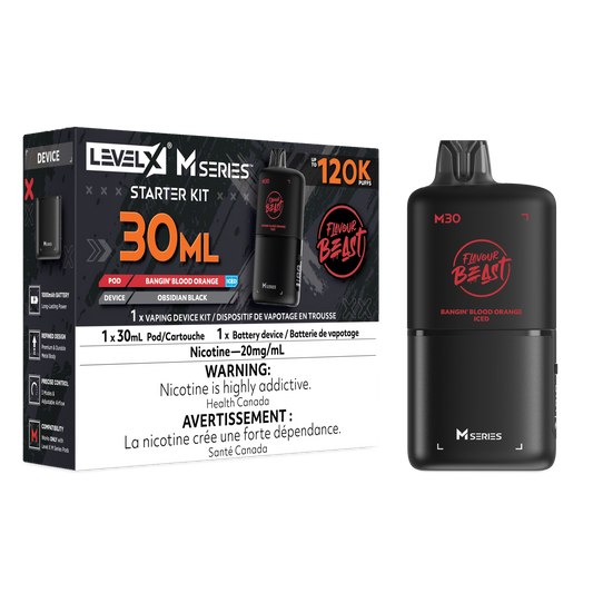 Level X Flavour Beast M Series Starter Kit - Bangin' Blood Orange Iced 30mL closed pod product image at AllStar Vape Canada