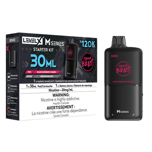 Level X Flavour Beast M Series Starter Kit - Blue Raspberry Cherry 30mL closed pod product image at AllStar Vape Canada