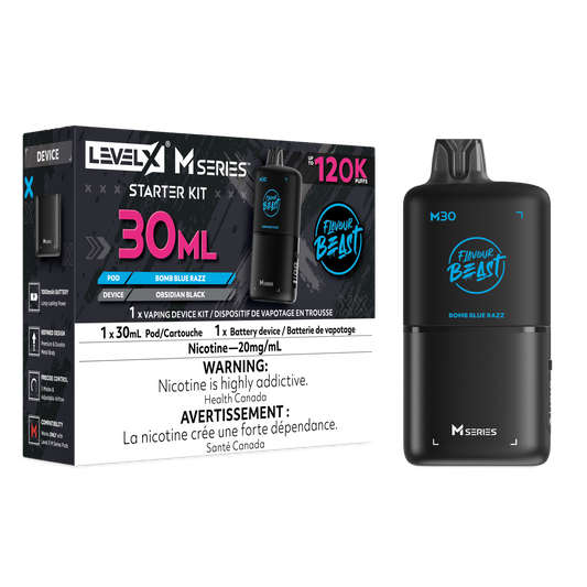 Level X Flavour Beast M Series Starter Kit - Bomb Blue Razz 30mL closed pod product image at AllStar Vape Canada