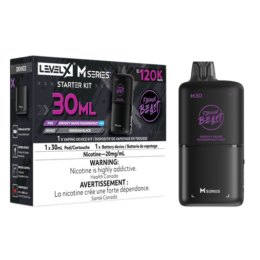 Level X Flavour Beast M Series Starter Kit - Groovy Grape Passionfruit Iced 30mL closed pod product image at AllStar Vape Canada