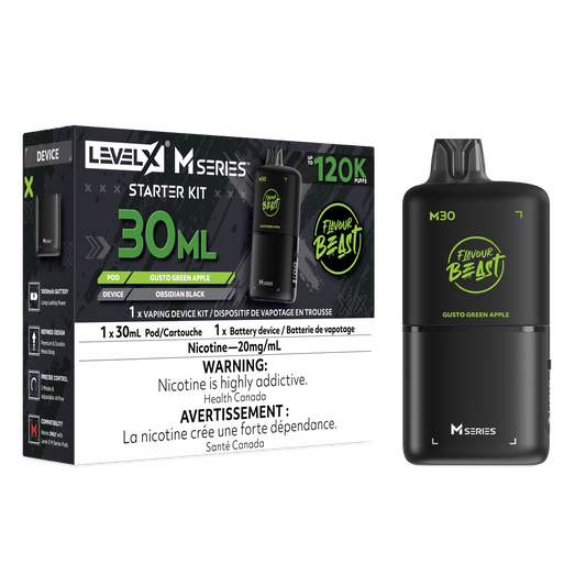 Level X Flavour Beast M Series Starter Kit - Gusto Green Apple 30mL closed pod product image at AllStar Vape Canada