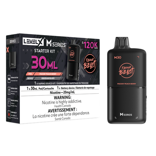 Level X Flavour Beast M Series Starter Kit - Packin' Peach Berry 30mL closed pod product image at AllStar Vape Canada