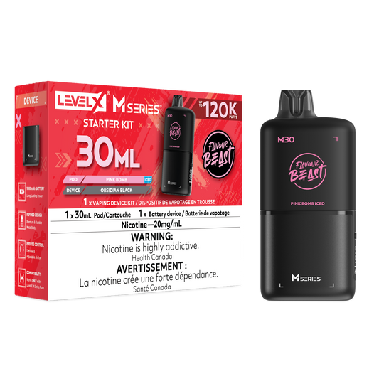 Level X Flavour Beast M Series Starter Kit - Pink Bomb Iced 30mL closed pod product image at AllStar Vape Canada