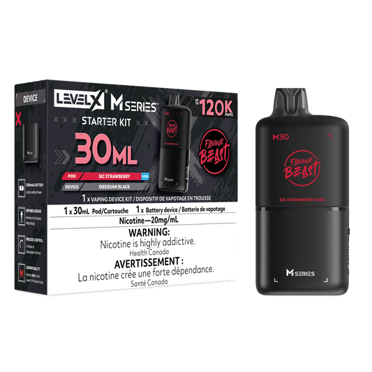 Level X Flavour Beast M Series Starter Kit - Sic Strawberry Iced 30mL closed pod product image at AllStar Vape Canada