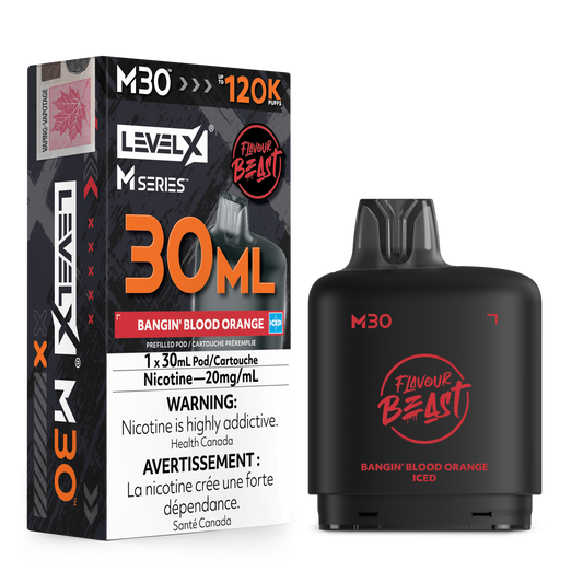 Level X Flavour Beast M30 Series - Bangin' Blood Orange Iced 30mL closed pod product image at AllStar Vape Canada