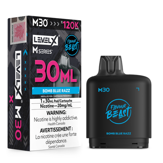 Level X Flavour Beast M30 Series - Bomb Blue Razz 30mL closed pod product image at AllStar Vape Canada