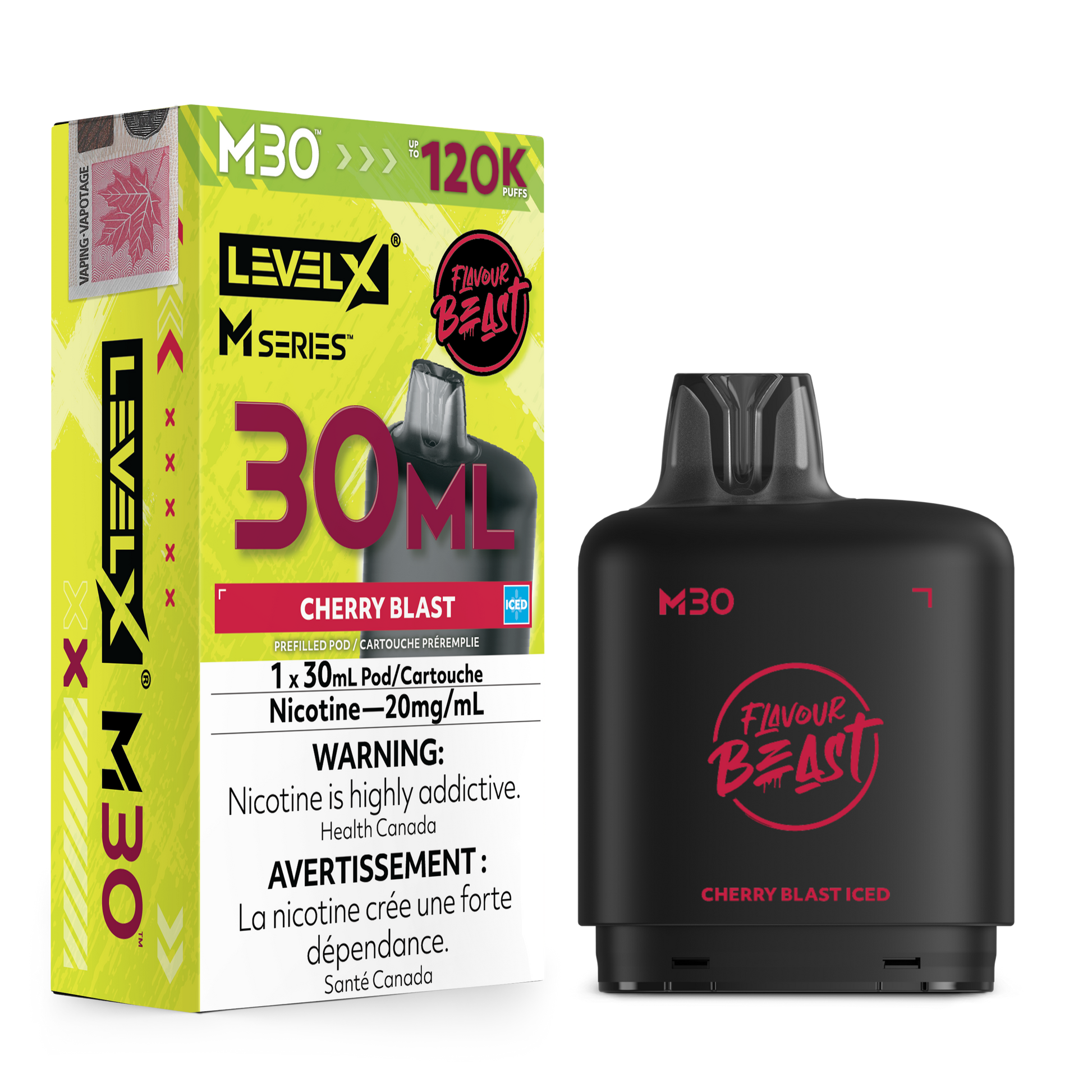 Level X Flavour Beast M30 Series - Cherry Blast Iced 30mL closed pod product image at AllStar Vape Canada