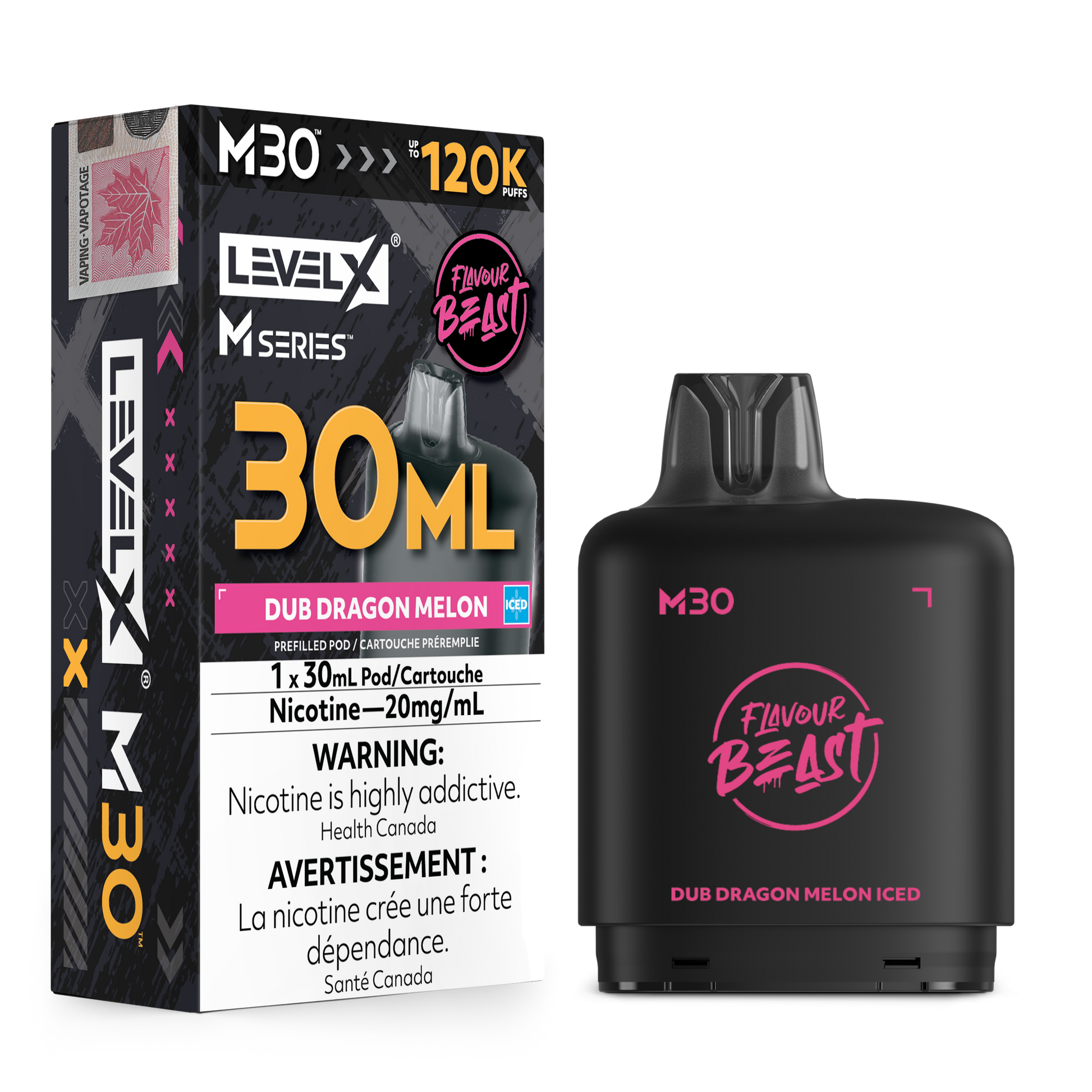 Level X Flavour Beast M30 Series - Dub Dragon Melon Iced 30mL closed pod product image at AllStar Vape Canada